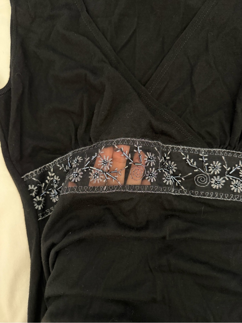 Charlotte Russe Wrap Tank Top with See Through Sequin Detailing - Picture 3 of 4